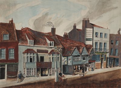 Ansicht von Newington Butts, Southwark, zeigt das George Tavern und Ladenfronten, ca. 1825 von English School